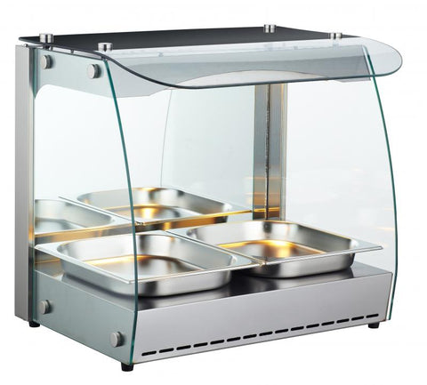 Omcan 43120 - 22" Heated Display Case, 2 Pans, Self-Service, 2.3 cu.ft. (66L) Capacity