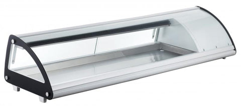 Omcan 43225 - 58″ Refrigerated Sushi Showcase with Curved Glass, 2.93 cu.ft. (83L), White
