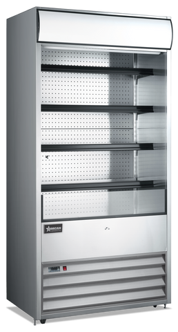 Omcan 43459 - 36″ Four (4) Shelf Grab-and-Go Open Refrigerated Floor Self-Serve Display Case, 18.7 cu.ft. (520 L), Stainless Steel