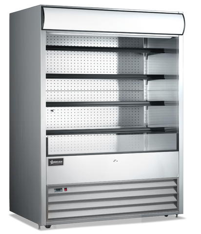 Omcan 43460 - 72″ Four (4) Shelf Grab-and-Go Open Refrigerated Floor Self-Serve Display Case, 37 cu.ft. (1048 L), Stainless Steel