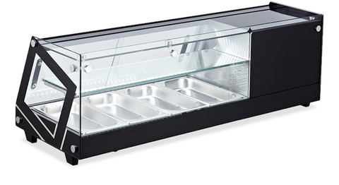 Omcan 43492 - 45″ Refrigerated Sushi Showcase with Flat Glass, 1.55 cu.ft. (44 L), Black