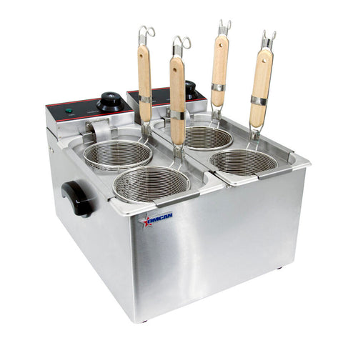 Omcan 43558 - 2 x 1 Gallon (4L) Double Tank Electric Countertop Pasta Cooker (120V)