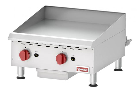 Omcan 43730 - Elite 24″ Countertop Gas Griddle 2 Burner with Manual Control,  60,000 BTU