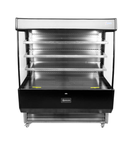 Omcan 44377 - 51" Three (3) Shelf Grab-and-Go Open Refrigerated Floor Self-Serve Merchandiser, 27.2 cu.ft (770 L), Black
