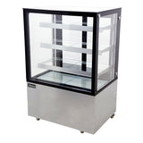 Omcan 44382 - 36″ Three (3) Shelf Square Glass Floor Refrigerated Display Case, 13.77 cu.ft (390 L), Stainless Steel