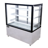 Omcan 44383 - 48″ Three (3) Shelf Square Glass Floor Refrigerated Display Case, 18.71 cu.ft. (530 Liter), Stainless steel