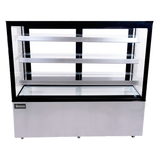 Omcan 44384 - 60″ Three (3) Shelf Square Glass Floor Refrigerated Display Case, 23 cu.ft. (670 L), Stainless steel