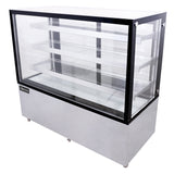 Omcan 44384 - 60″ Three (3) Shelf Square Glass Floor Refrigerated Display Case, 23 cu.ft. (670 L), Stainless steel