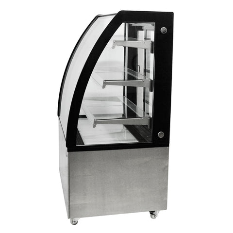 Omcan 44387 - 36" Three (3) Shelf Curved Glass Floor Refrigerated Showcase, 10.95 cu.ft. (310 L), Stainless Steel