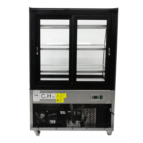 Omcan 44387 - 36" Three (3) Shelf Curved Glass Floor Refrigerated Showcase, 10.95 cu.ft. (310 L), Stainless Steel