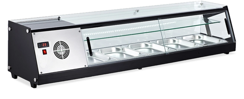 Omcan 44395 - 69″ Refrigerated Sushi Showcase with Flat Glass, 3.67 cu.ft. (104 L), Black