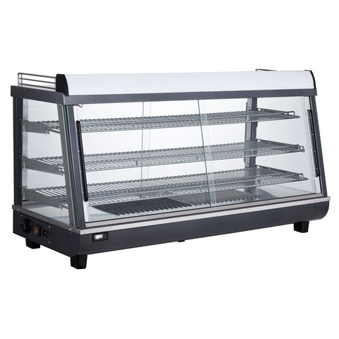Omcan 44438 - 47" Display Warmer, 3 Shelves, Sliding Doors, Self/Full-Service, 6.5 cu. ft. (186 L) capacity