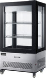 Omcan 44472 - 33″ Two (2) Shelf Refrigerated Display Case with Four-Sided Glass 59″ Tall, 12.36 cu.ft. (350 L), Stainless Steel