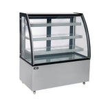 Omcan 44502 - 48" Three (3) Shelf Curved Glass Floor Refrigerated Showcase, 14.83 cu.ft. (420 L), Stainless Steel