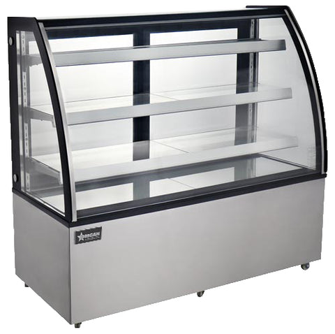 Omcan 44503 - 60" Three (3) Shelf Curved Glass Floor Refrigerated Showcase, 18.89 cu.ft. (535 L), Stainless Steel