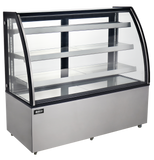Omcan 44504 - 72″ Three (3) Shelf Curved Glass Floor Refrigerated Showcase, 22.95 cu.ft (650 Liter), Stainless steel