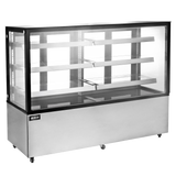 Omcan 44505 - 72″ Three (3) Shelf Square Glass Floor Refrigerated Display Case, 28.61 cu.ft. (810 Liter), Stainless Steel