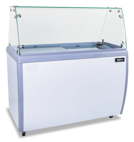 Omcan 44588 - 50″ 8+6 Tubs Capacity Ice Cream Dipping Freezer with Flat Sneeze Guard