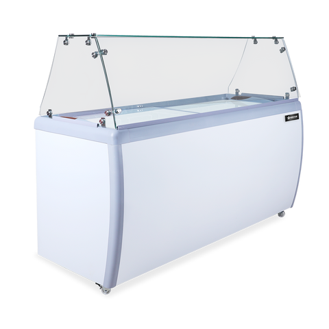 Omcan 44589 - 60″ 10+8 Tubs Capacity Ice Cream Dipping Freezer with Flat Sneeze Guard