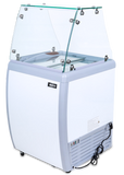 Omcan 44590 - 26″ 4+2 Tubs Capacity Ice Cream Dipping Freezer with Flat Sneeze Guard