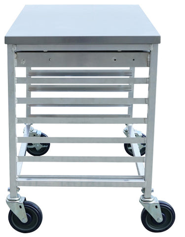 Omcan 44722 - 29″ x 20 1/2″ x 30″ Aluminum Multi-Utility Cart with Cutting Board Drawer and 6 Pan Slots