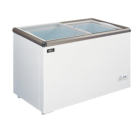 Omcan 45292 - 34" Two (2) Door Ice Cream Display Chest Freezer with Flat Glass Top, 7.1 cu.ft. (201 L)