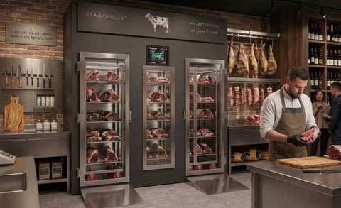 Omcan 45344 - Stagionello® Maturmeat® 400 kg Meat Curing Cabinet with ClimaTouch® &amp; Fumotic®