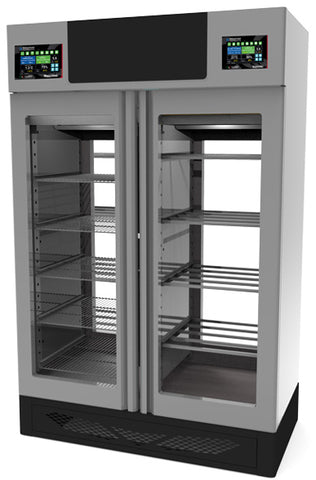 Omcan 45376 - Stagionello® Maturmeat® 100+100 kg Meat Curing and Salami Curing Cabinet Combo with Climatouch®, Fumotic® – Total View