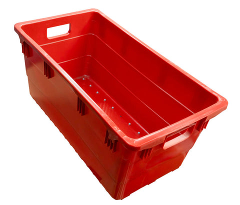 Omcan 46169 - 28″ x 15″ x 12 1/2″ Red Polyethylene Bus Box with Open Handles