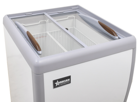 Omcan 46492 - 26" Ice Cream Display Chest Freezer with Flat Glass Top, 5.5 cu.ft. (156 L)