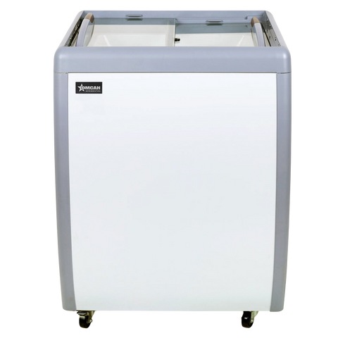 Omcan 46492 - 26" Ice Cream Display Chest Freezer with Flat Glass Top, 5.5 cu.ft. (156 L)