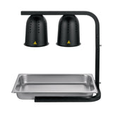 Omcan 46572 - Commercial Food Heat Lamp Portable Electric Food Warmer 2-Bulb Freestanding, Black- 500W, 110V