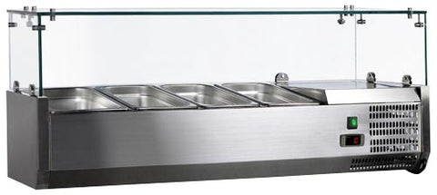 Omcan 46679 - 47" Refrigerated Topping Rail with Glass Guard