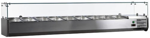 Omcan 46680 - 79" Refrigerated Topping Rail with Glass Guard