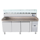 Omcan 46680 - 79" Refrigerated Topping Rail with Glass Guard