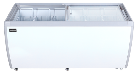 Omcan 46730 - 71" Two (2) Door Ice Cream Display Chest Freezer with Flat Glass Top, 20 cu.ft (566 L)