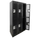 Omcan 46871 - 2 Tier, 3 Bank Steel Locker with Mesh Doors – Black