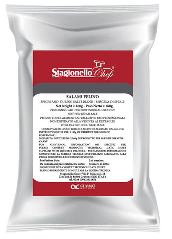 Omcan 47002 - Stagionello Curing Salts and Spice Blends for Rapid Fermentation Salami Felino Salami 2.16 kg / bag