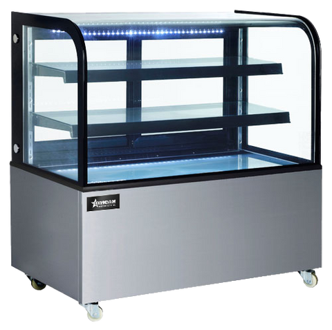 Omcan 47105 - 60" Two (2) Shelf Curved Edge Refrigerated Floor Display Case, 18 cu.ft. (500 L)