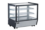 Omcan 47107 - 28″ Two (2) Shelf Square Glass Countertop Refrigerated Showcase, 4.2 cu.ft. (120 L), Stainless Steel