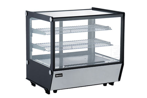 Omcan 47107 - 28″ Two (2) Shelf Square Glass Countertop Refrigerated Showcase, 4.2 cu.ft. (120 L), Stainless Steel