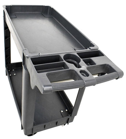 Omcan 47152 - Heavy-Duty Dark Gray Utility Cart with Extended Handle 39.8″ x 17.3″ x 33″
