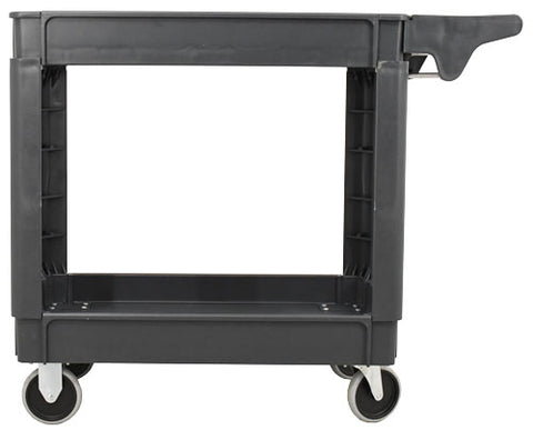 Omcan 47152 - Heavy-Duty Dark Gray Utility Cart with Extended Handle 39.8″ x 17.3″ x 33″