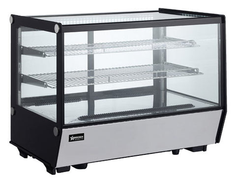Omcan 47278 - 35″ Two (2) Shelf Square Glass Countertop Refrigerated Showcase, 5.65 cu.ft. (160 L), Stainless Steel