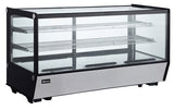 Omcan 47279 - 48″ Two (2) Shelf Square Glass Countertop Refrigerated Showcase, 7.13 cu.ft. (202 Liter), Stainless Steel