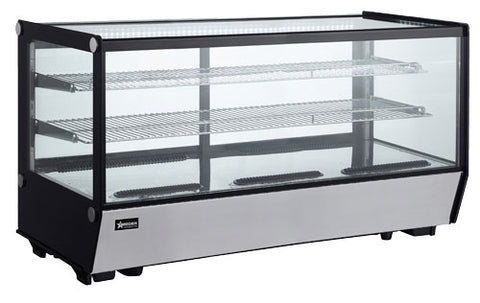 Omcan 47279 - 48″ Two (2) Shelf Square Glass Countertop Refrigerated Showcase, 7.13 cu.ft. (202 Liter), Stainless Steel
