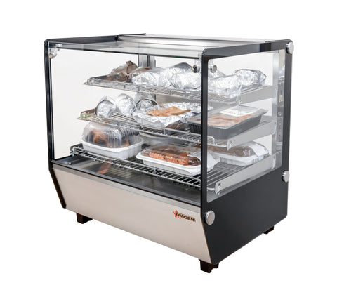 Omcan 47425 - 27" Countertop Display Warmer, 3 Shelves, Square Glass, Full-Service, 4.2 cu.ft. (120 L) Capacity  – 110V, 1650 W