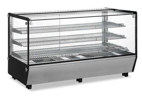 Omcan 47427 - 48" Countertop Display Warmer, 3 Shelves,  Square-Glass,  Full-Service, 7.1 cu.ft. (202 L) Capacity– 110V, 1650W