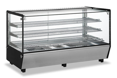 Omcan 47428 - 60" Countertop Display Warmer, 3 Shelves, Square Glass, Full-Service, 9 cu.ft. (252 L) Capacity – 110V, 1650W