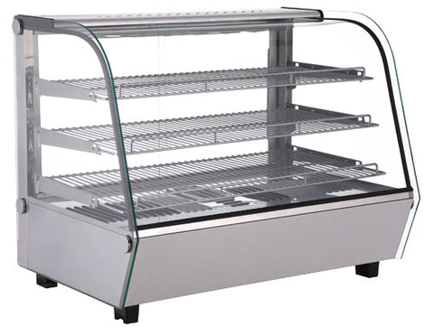 Omcan 47455 - 34″ Countertop Display Warmer, 3 Shelves, Front Curved Glass, Full-Service, 5.65 cu. ft. (160 L) Capacity